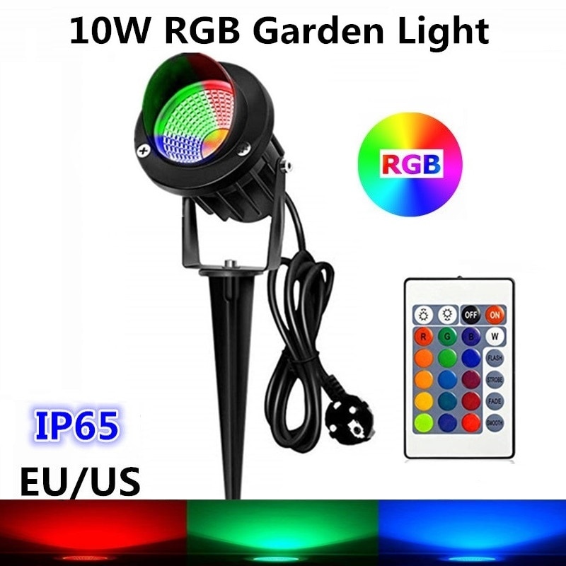 10W Cob Rgb Tuin Lamp Outdoor Led Gazon Licht Met Afstandsbediening Waterdichte IP65 Landschap Spot Spike Licht AC85-265V Eu/Us