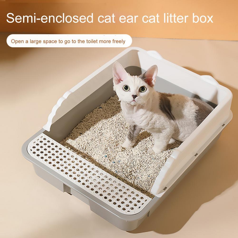 Cat Litter Box Anti-splashing Semi-closed Heightened Fence Semi-closed Cat Toilet Potty Training Pet Supplies