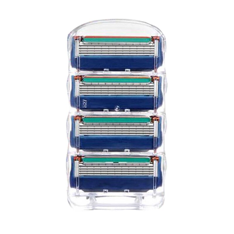 Cuchilla de afeitar azul para hombre, 5 capas, acero inoxidable, seguridad, 16 unids/caja