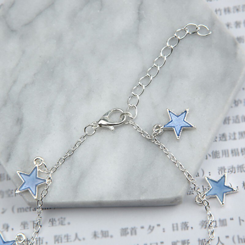 Leucht Frauen Blau Fluorescent Schmuck Stern Form Splitter Kette Quaste Armband Fußkettchen Fuß Dekoration Mädchen Delicate