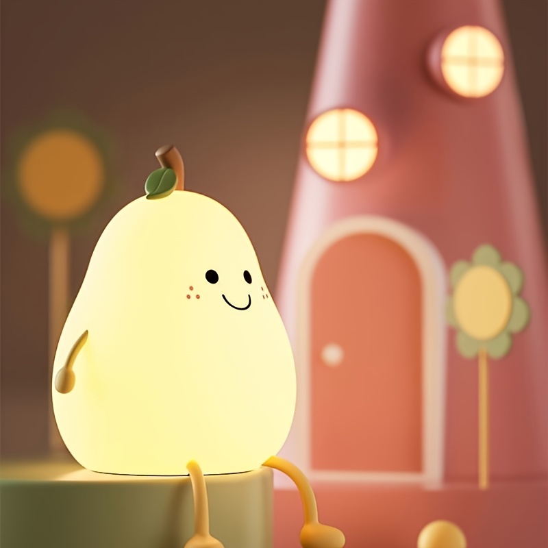 Creatieve Mini Leuke Cartoon Peervormige Pat Light Slaapkamerlamp Zacht Siliconen Oplaadbaar Nachtlampje voor kinderen