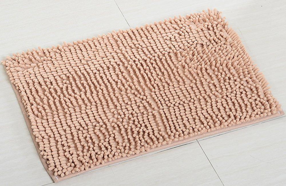 40*60 CM tapis de salle de bain Chenille tapis de bain antidérapants tapis de sol en microfibre absorbant l'eau rapide: light tan