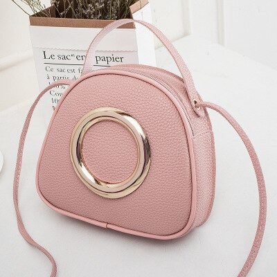 Frauen PU Leder Handtaschen Ring Dekoration Weibliche Kleine Mini Kühle Schulter Crossbody Hand Tasche für Kleine Mädchen Kinder: pink