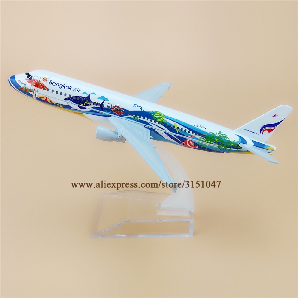 Alloy Metal Thailand Bangkok Air A320 Airlines Airplane Model Thai Airbus 320 Airways Plane Model Aircraft Kids 16cm