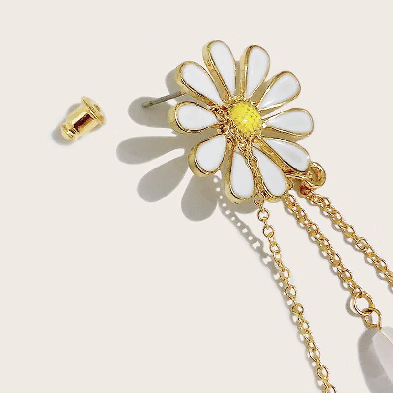 Pendientes de cuerda antipérdida con orejas de girasol para niñas, auriculares inalámbricos con Bluetooth, de Metal,