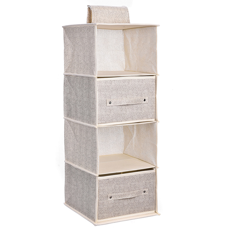 Bolsa de almacenamiento colgante para armario, organizador de armario, estantes para pantalones, calcetines, ropa interior, estilo cajón, 3/4/5 capas: Marfíl