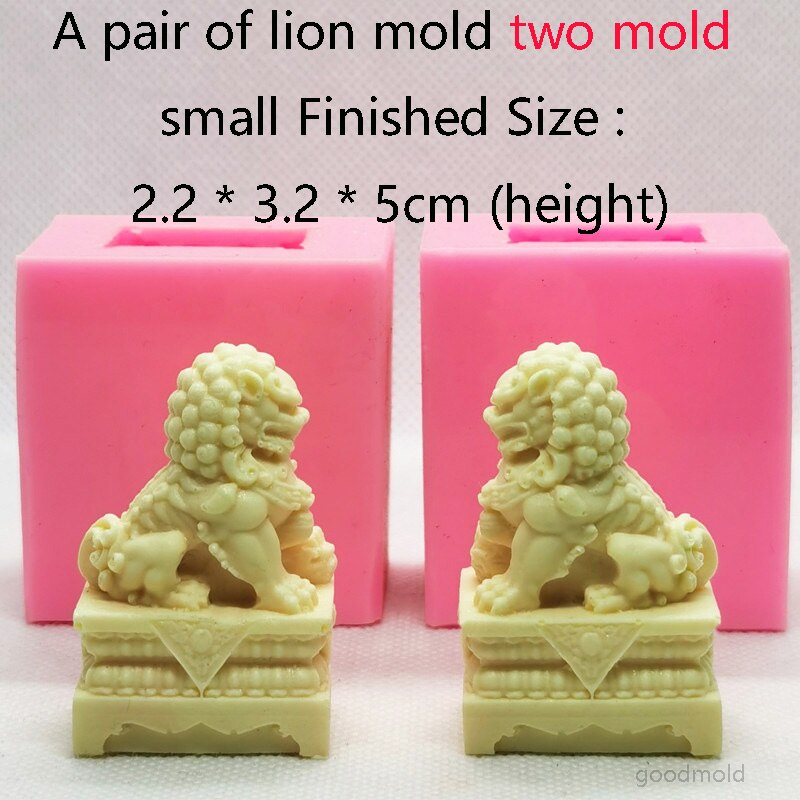 Stampo in cemento di grandi dimensioni in pietra leone stampo in pietra stile cinese scultura in gesso stampo in cemento decorazione stampi in silicone: B-two-molds
