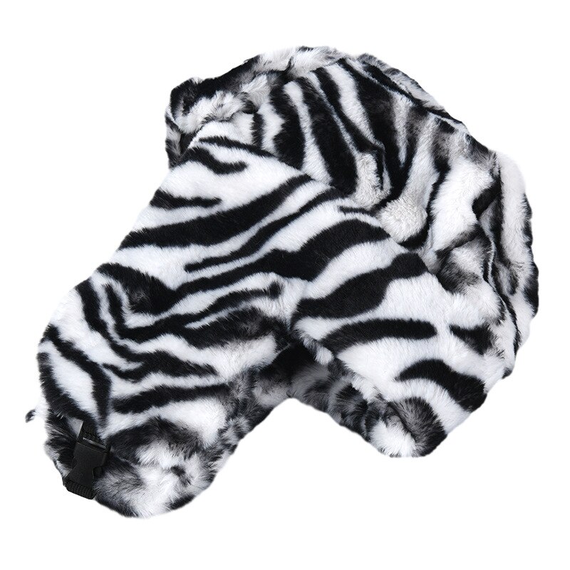 Sombrero de piel rusa para hombre y mujer, gorros de bombardero en blanco y negro, gorros con orejeras, gorros gruesos y cálidos de punto para exteriores, Invierno: White