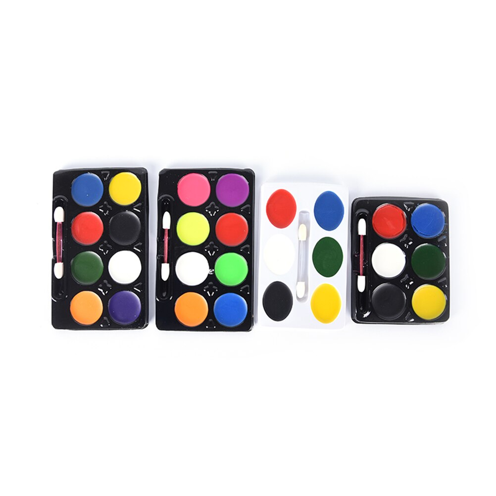 6/8 cores pintura facial halloween maquiagem não-tóxico água pintura a óleo festa de natal fantasia vestido diabo fãs corpo rosto pintura primer