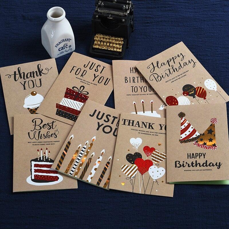 Vintage Birthday Cards Business Kraft Happy Birthday Greeting Cards Message Cards Party: Get all 8 patterns