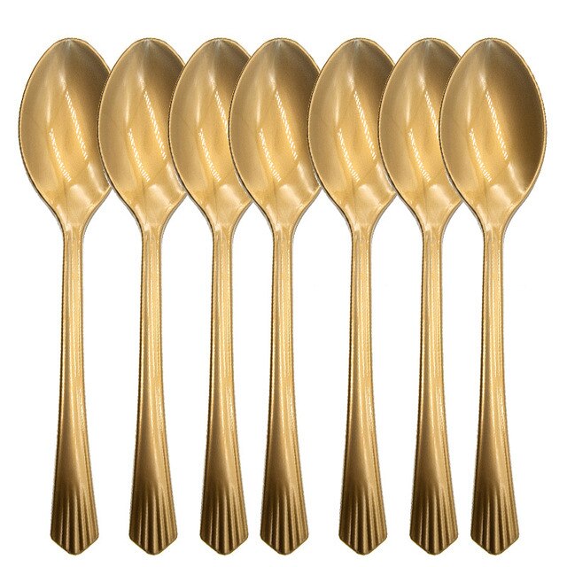 Roze gouden stippen babymeisje feest wegwerp servies beker bord servet verjaardag bruiloft feestdecoratie kinderen babyshower feestbenodigdheden: Lepel 10 stuks