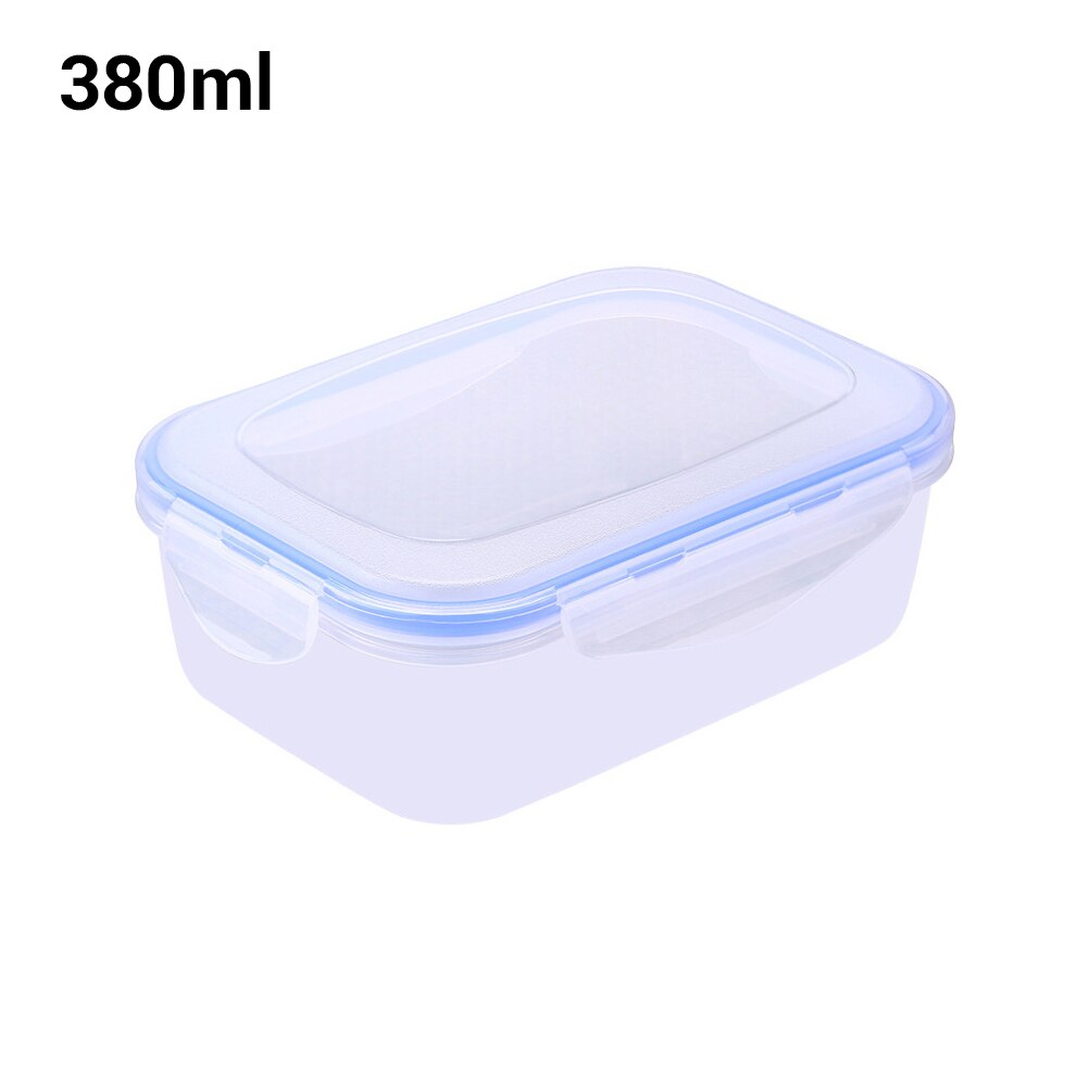 380/800/1100ml Kitchen Transparent PP Food Storage Plastic Food Storage Refrigerator Box Square Microwave Lunch Box Food Crisper: 380ml