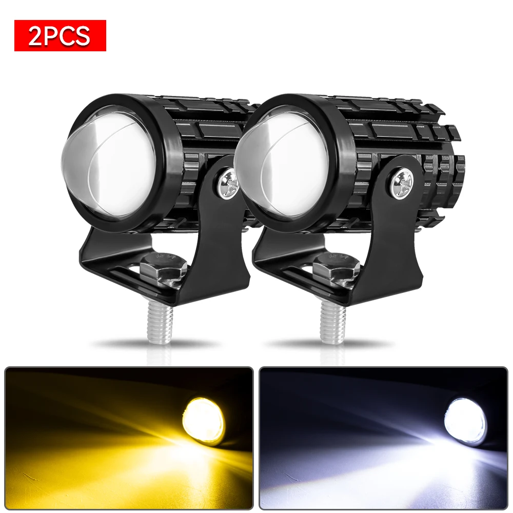 2 stks motorfiets led-koplamp 12 v hoge heldere led-verlichting lamp voor motor moto led extra spots: Ijsblauw