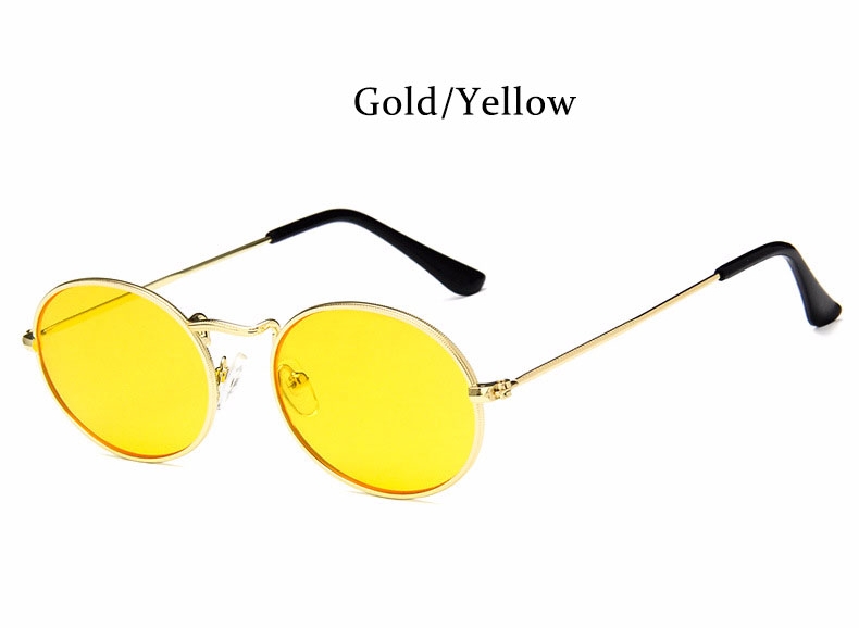 Leonlion Vrouwen Zonnebril Retro Metalen Ovale Zonnebril Mannen Zonnebril Vintage Vrouwelijke Shades: Gold Yellow