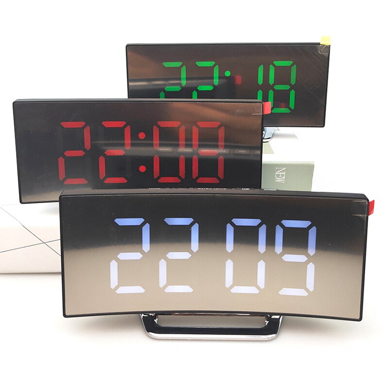 Elektronische Wekker Digitale Led Grote Display Mirrornoiseless Multifunctionele Usb Bureauklok Tafel Horloge Decor