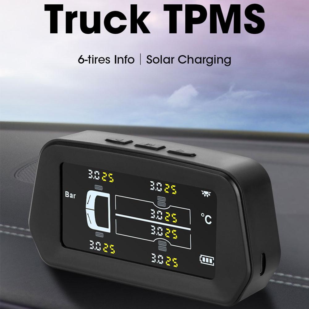 TPMS Automatic Brightness Control USB&Solar Charging Car Tire Wireless Pressure Monitor System Adjustable LCD 4 Tire Sensor