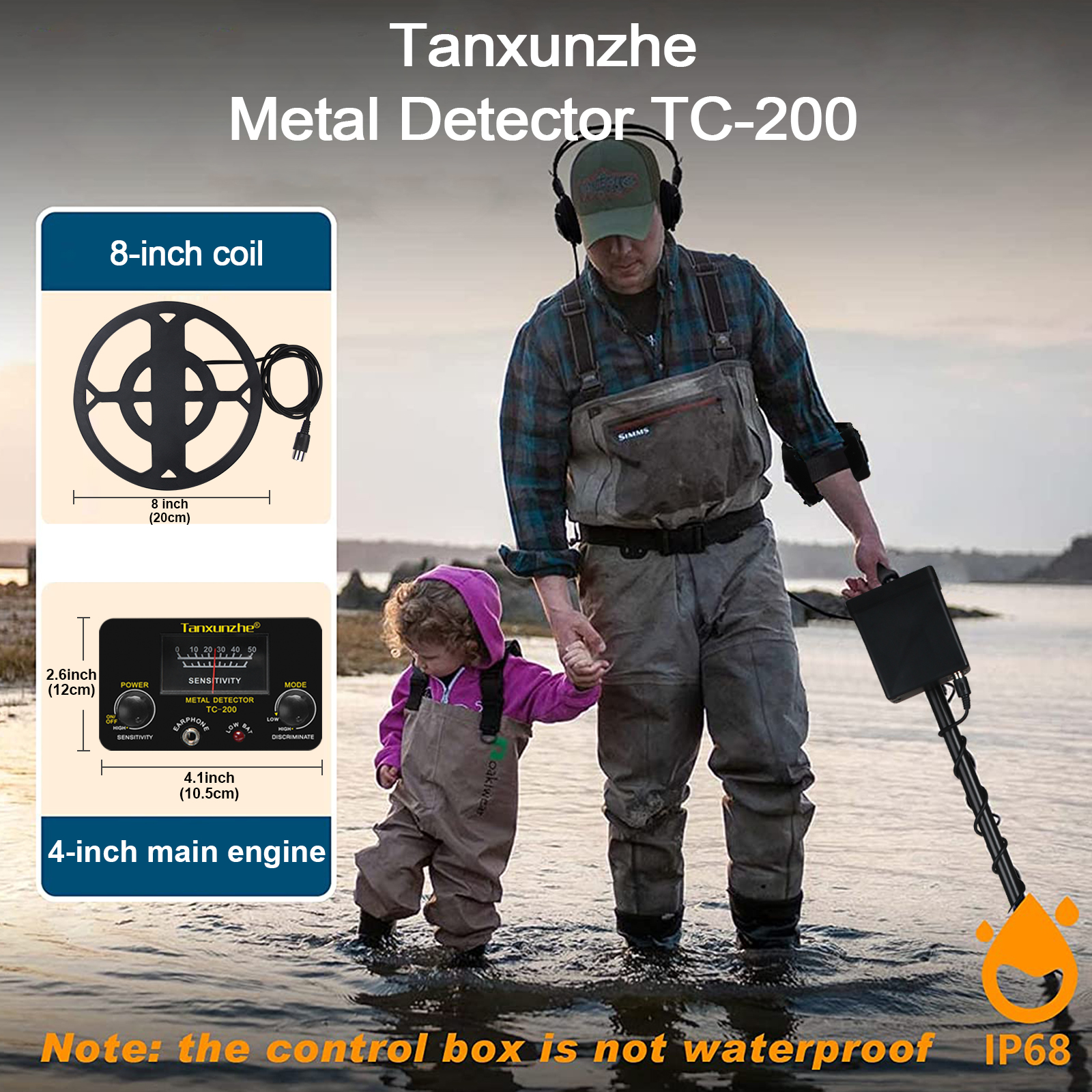 TC-200 Metal Detector Pinpointer Gold Finder Machine Portable Treasure Hunter Gold Depth Waterproof Metal Detector