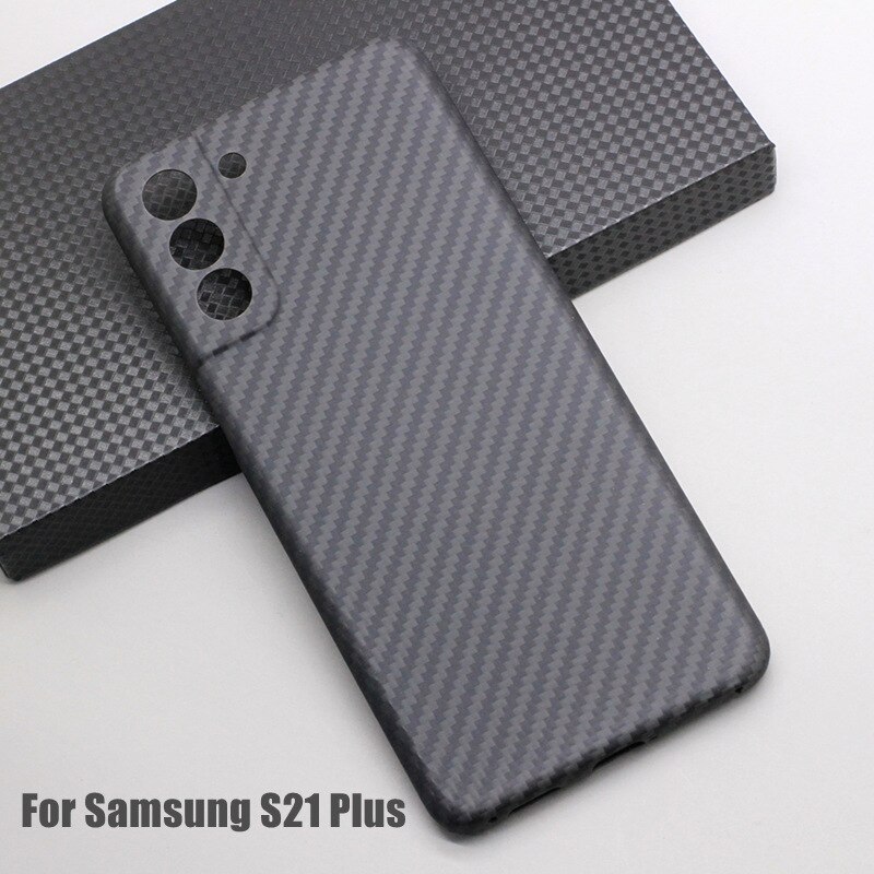 Amstar-samsung galaxy s21/s21 plus/s21ultra用の純粋なカーボンファイバーシェル,超薄型: S21Plus - Black Wrap