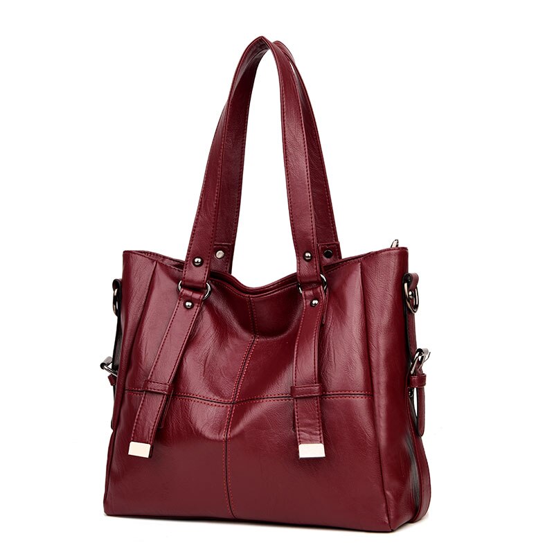 Women Soft Leather Tote Business Ladies Single Shoulder Bags Crossbody Bags Womens Handbags T: Red