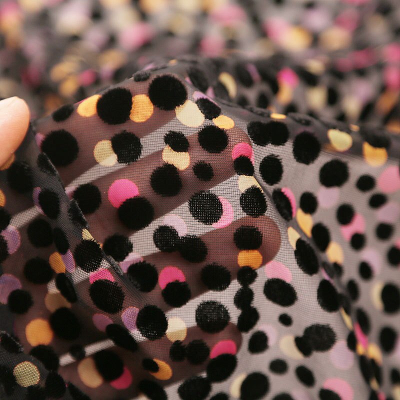 Kjole stof leopard fløjl udbrændt flocket diy cheongsam blød bryllupskjole materialefabric: 1
