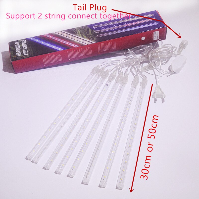 30/50cm 8 tubos lluvia de meteoros luces de cadena LED decoraciones para árboles de Navidad guirnalda de calle para decoración al aire libre Año Navidad