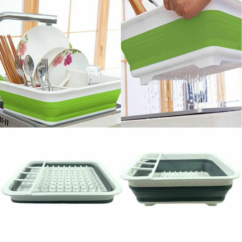 Foldable Collapsible Washing Up Bowl Dish Drainer Draining Folding Water Reusable Camping