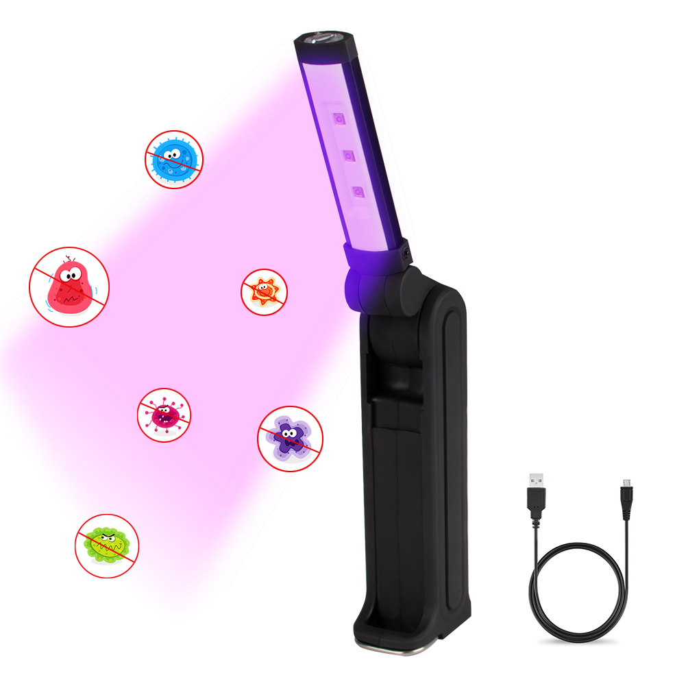 Home Disinfection Lamp Rechargeable LED UV Disinfection Lamp Portable UVC Germicidal Sterilizer Light Household Ultraviolet Lamp