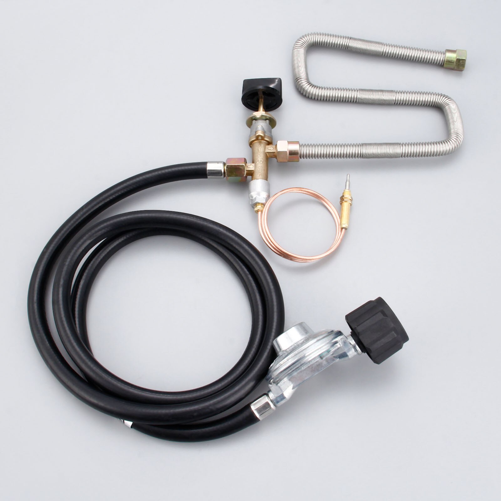 Propane Fire Pit Gas Control Valve System Regulator Kit With Hose 600mm Universal M8 Thermocouple 24inch Whister Free Flex Line