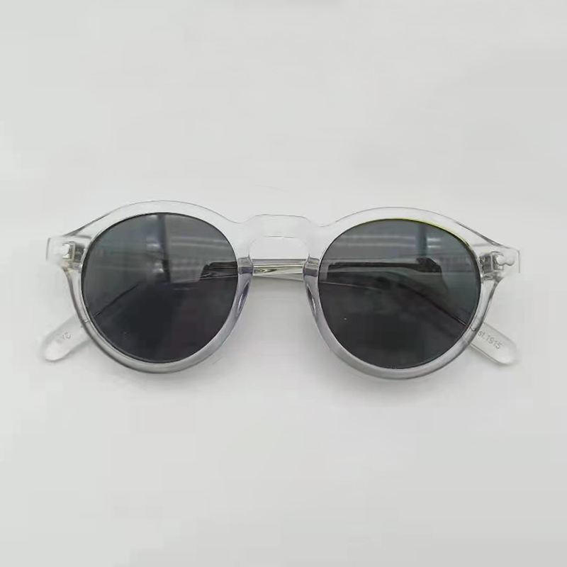 Lemtosh runda solglasögon herr johnny depp polariserade solglasögon kvinna lyxmärke vintage acetatbåge mörkerseende glasögon: Vit / Mång