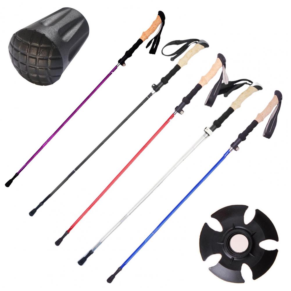 Lightweight Aluminum Alloy Folding Trekking Pole Hiking 5 Section Walking Stick