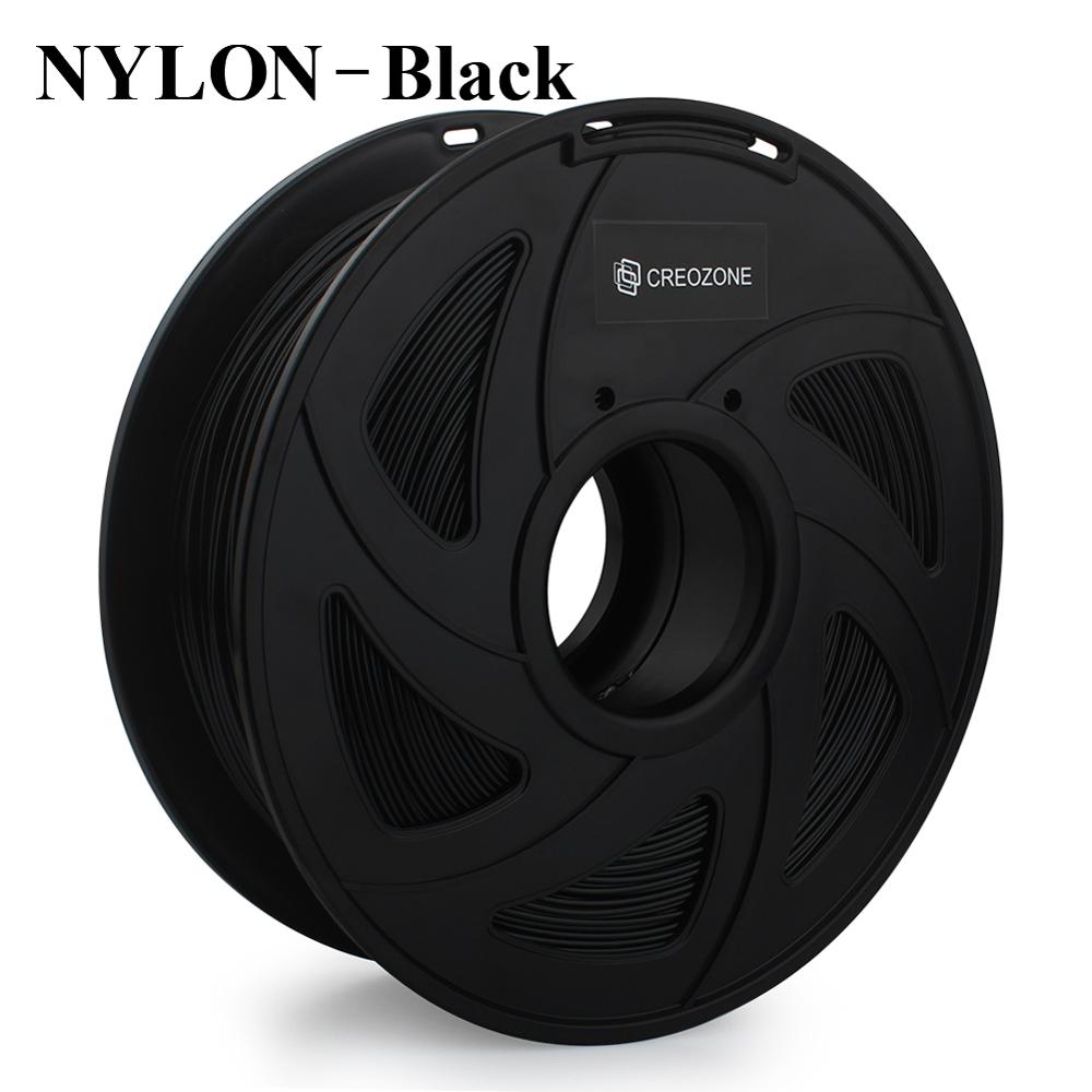 CREOZONE Premium Nylon Filament for 3D Printer Durable Wear-Resistant 3D Printing Materials Black Color 1.75 1KG Spool