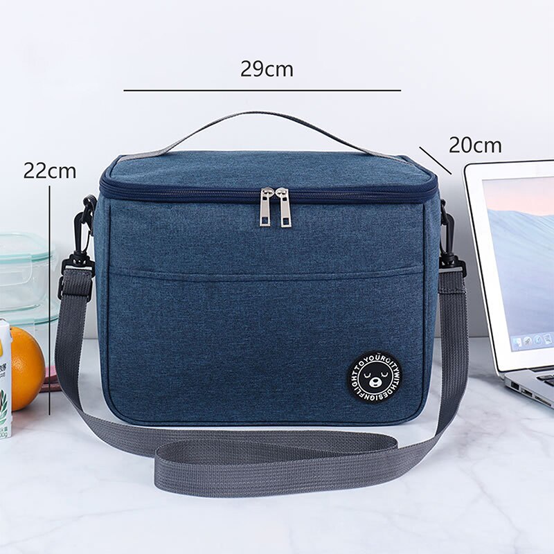 Portable Cooler Bag Folding Insulation Picnic Ice Pack For Food Thermal Drink Carrier Insulated Lunch Box S/M/L: Navy-Large