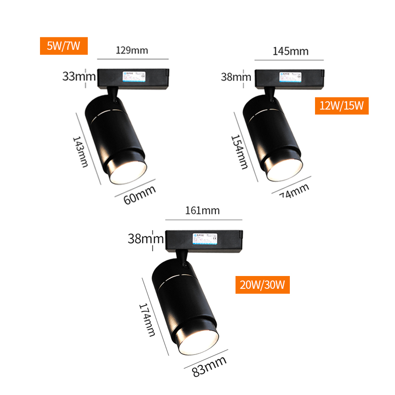 Adjustable beam size LED ceiling light 5w/7w/12w/15w/20w/30w COB spotlight variable zoom mode track lighting bar restaurant