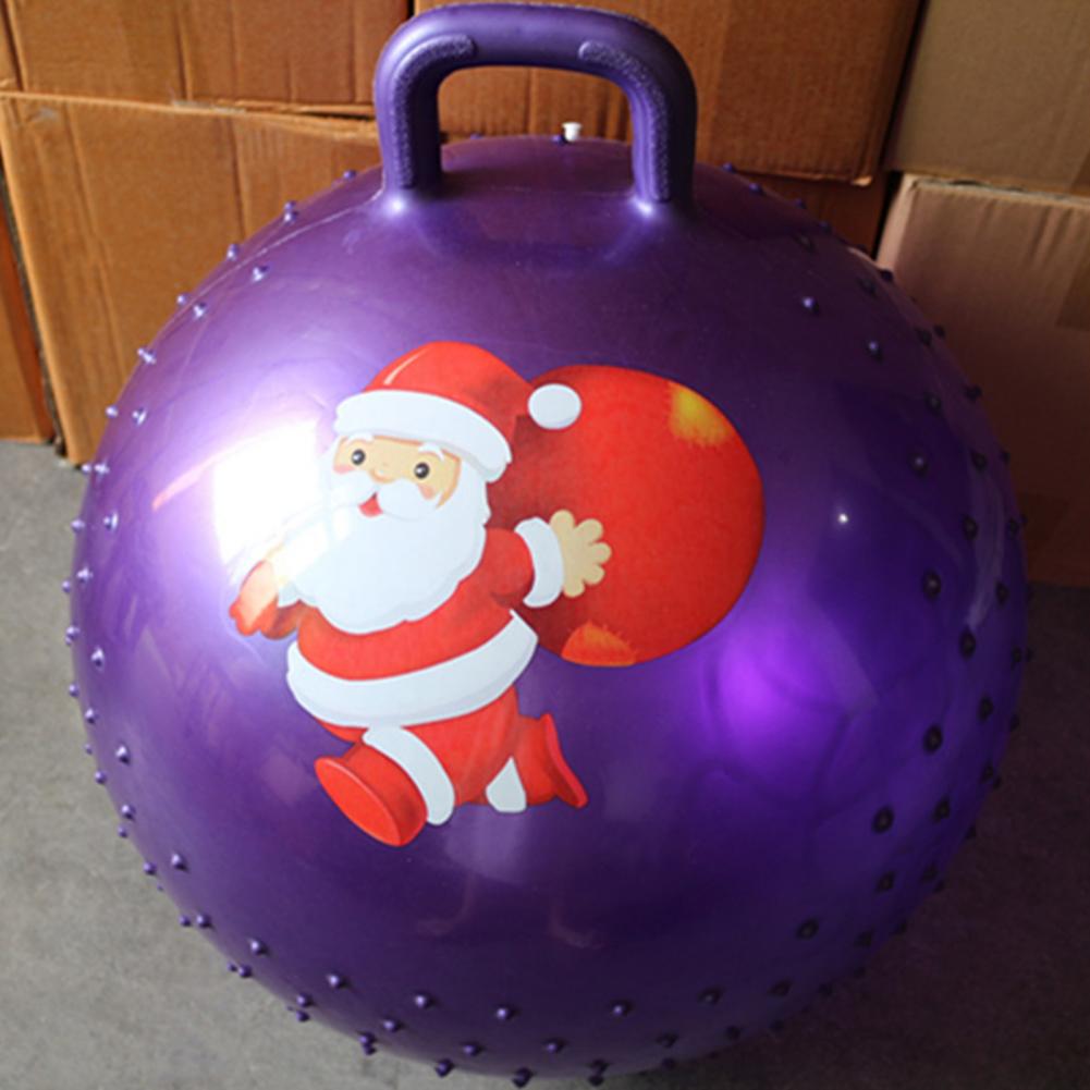Christmas Theme Yoga Ball Lightweight Anti-slip PVC Handle Hopper Ball Anti-burst Inflatable PVC Hopper Ball