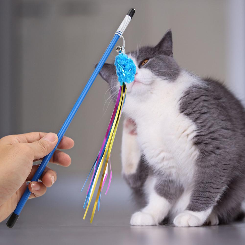 Originalitet katte legetøj ring papir kugle bånd kat stick fremragende slidstyrke teaser tryllestav killing interaktivt legetøj