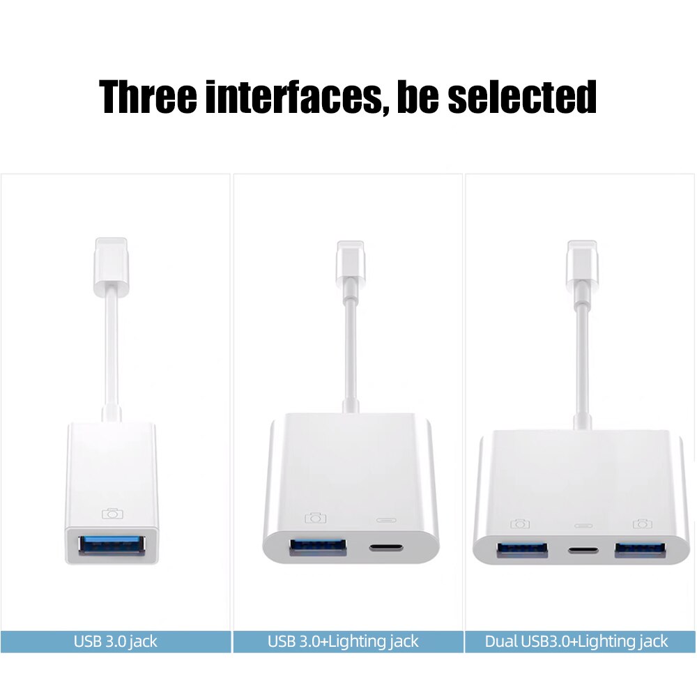 Ihuigol-Adaptador USB OTG para iPhone, convertidor a USB 3,0, ratón, teclado, disco U, cámara, lector de tarjetas, convertidor de datos para iPhone 11 Pro