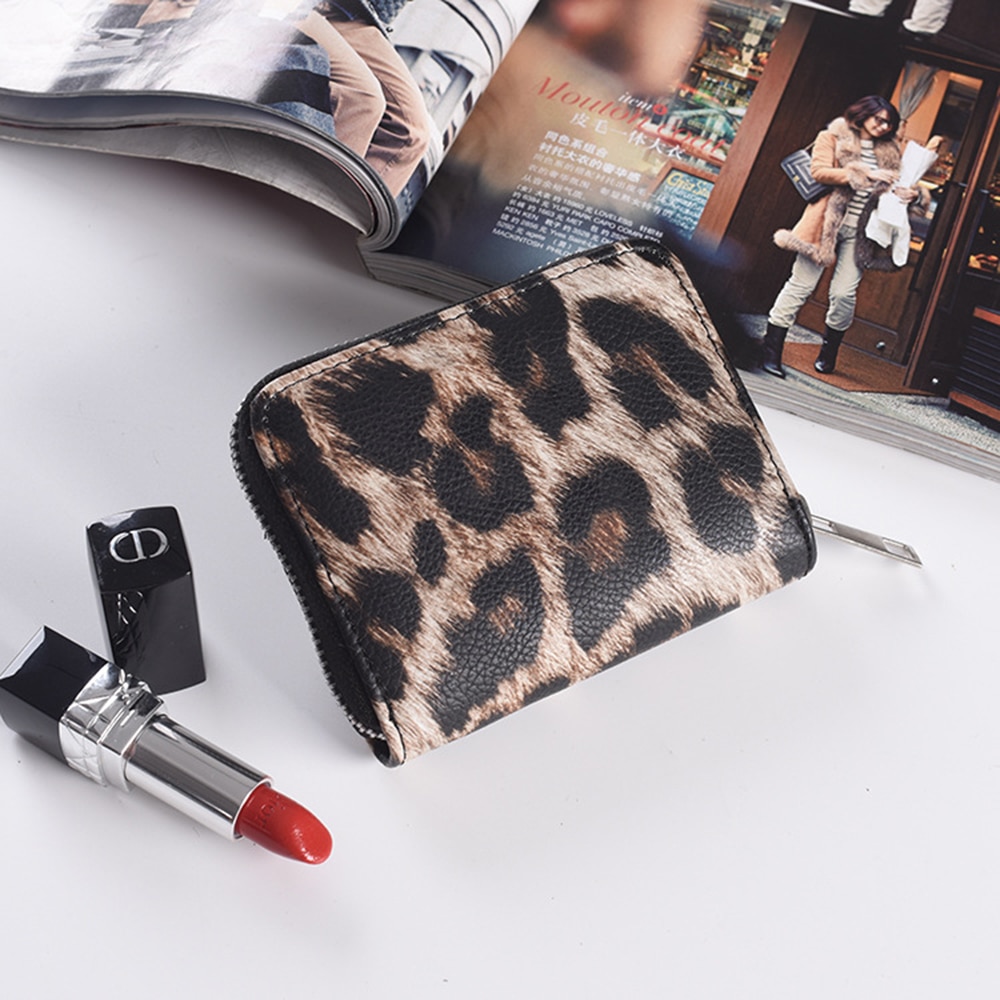 Women Short Wallets Vintage Leopard Prints Coin Purse For Girls Clutch Bag PU Leather Ladies Card Holder Wallet