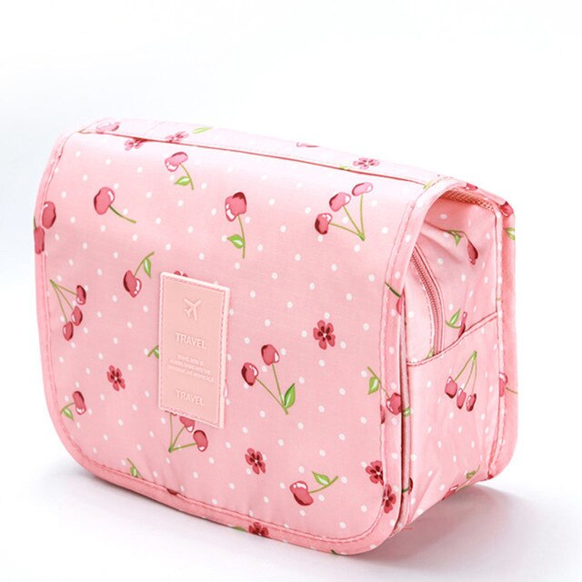 Bolsa de cosméticos Portátil Bolsa de cosméticos de belleza de viaje colgante impermeable bolso de almacenamiento personal grande bolso de higiene: PinkTao