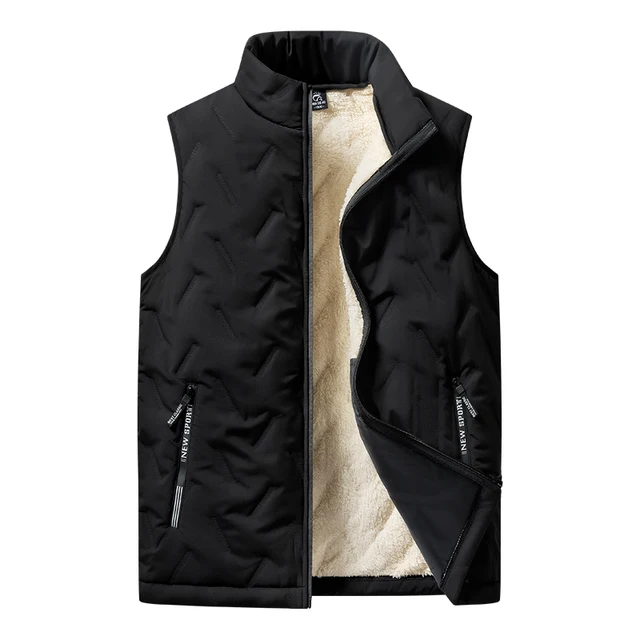 Heren Katoenen Vest Jas - Casual V-hals Mouwloos Vest - Herfst/Winter Warm Bovenkleding: Xxl / Zwart