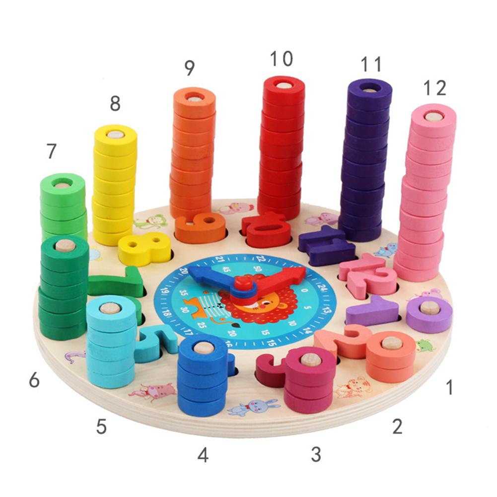 Kleurrijke Klok Tijd Nummer Ring Blokken Stapelen Legpuzzels Kinderen Kids Onderwijs Digitale Leren Geometrie Blokken Speelgoed