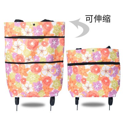 Sac fourre-tout pliable de chariot à achats sacs pliants multifonctionnels de panier pour le stockage: Pink flowers