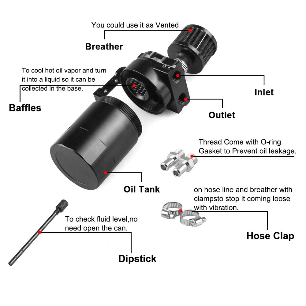 Bil aluminium reservoar drivstoff tank oljefangst universell oljeseparator beholder reservoar lufting sylinder filter sett occ 025