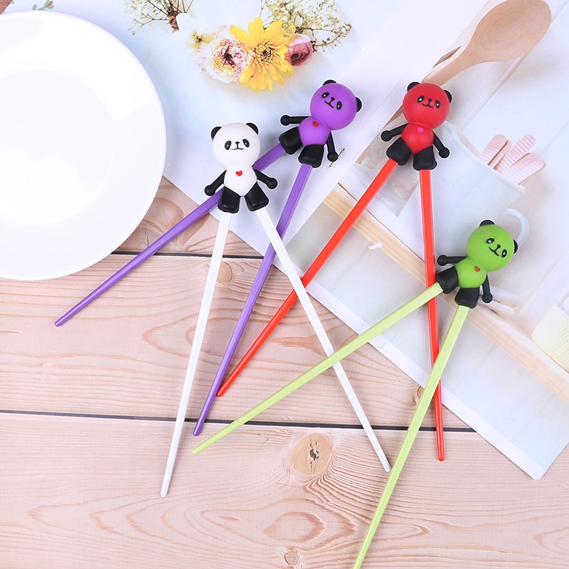 1 Pair Helper Chopstick Silicone Cartoon Panda Children Baby Learning Training Chopsticks Beginner Easy Use