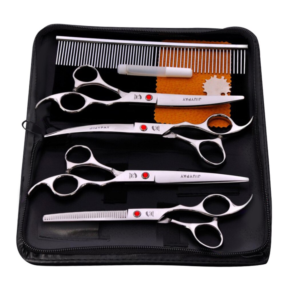 6pcs 7' Pet Grooming Scissors Stainless Steel for Cat &amp;Dog Grooming: Silver