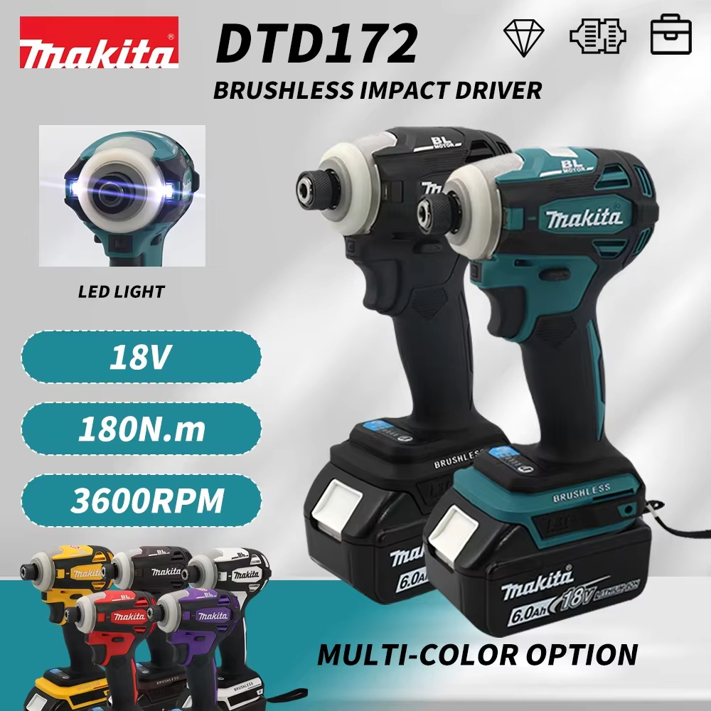 Makita DTD172 18 V Akku-Schlagschrauber, bürstenloser elektrischer Schlagbohrschrauber, wiederaufladbar, Elektrowerkzeuge für Holz/Ot/T-Modus