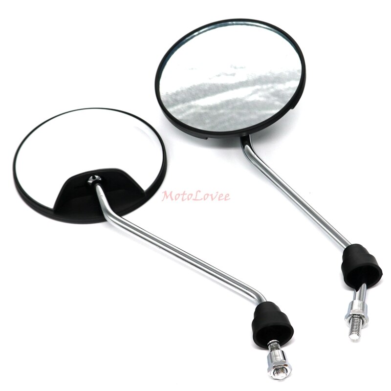 Motolovee Universal Clockwise 8mm Round Motorcycle Rearview Mirrors 360 Degree Convex Moped Scooter Motorbike Side Mirror: WHITE