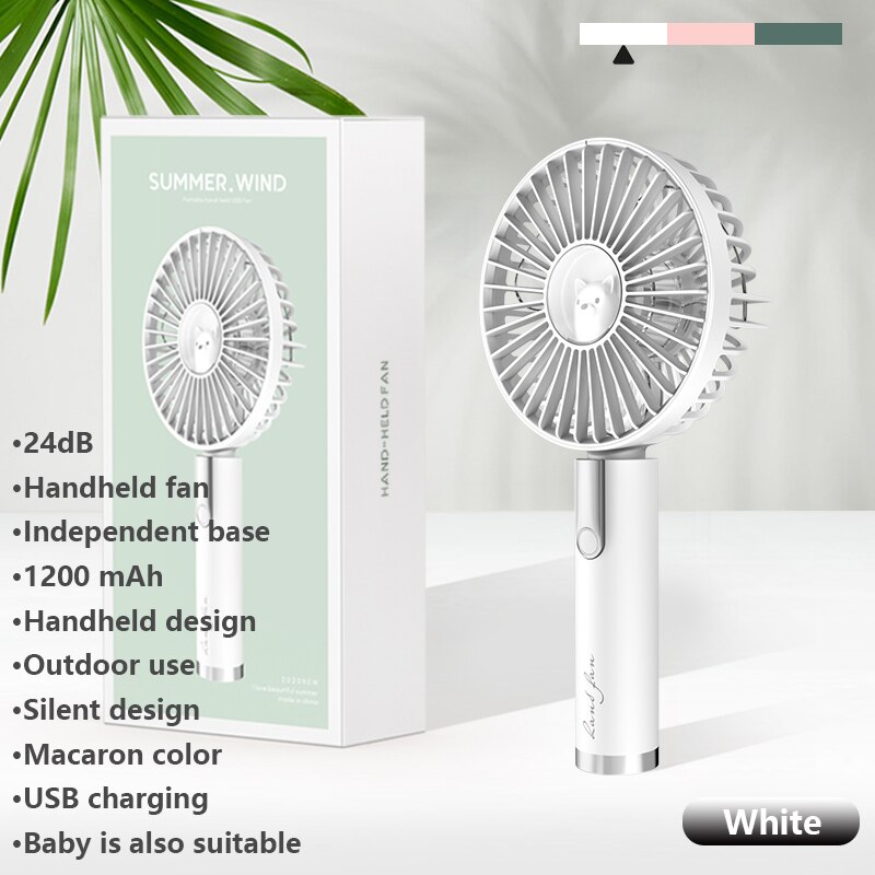 Mini Xaomi Fan Draagbare Handheld Oplaadbare Ingebouwde Batterij 1200Mah Air Koelventilator Voor Outdoor Huis Met Een aparte Base: H1 White