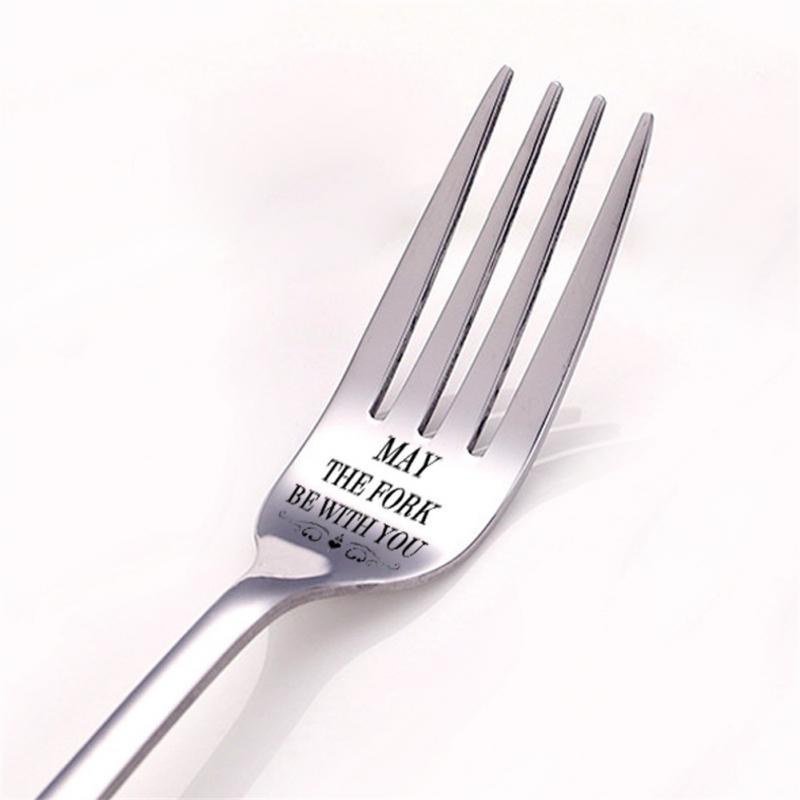 Fork With Blessing Words Stainless Steel Blessings Fork For Relatives Tableware Funny Engraved Fork For Boyfriend