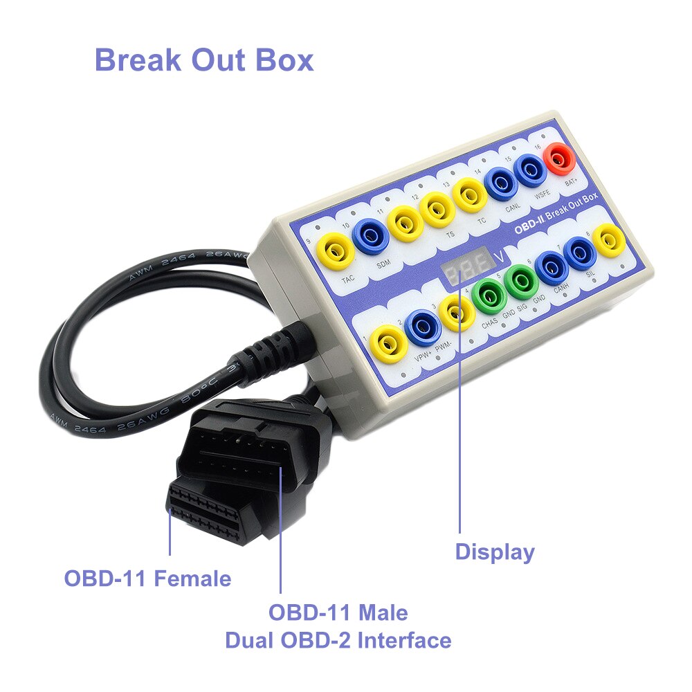 Auto Car OBD-2 Break Out Box On-Board Diagnostics Breakout Box OBD-II Protocol Detector Diagnostic Connector