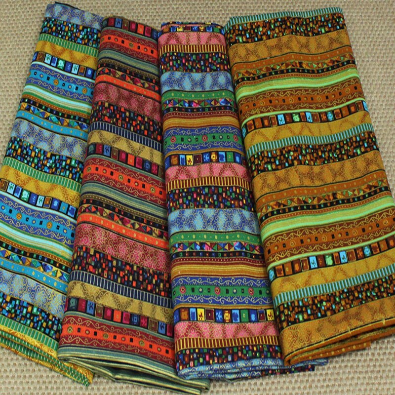 Pretty Stripe African Print Cotton Linen Fabric 50x140cm Dressmaking Linen Material Upholstery Crafts Tissue Home Decoration